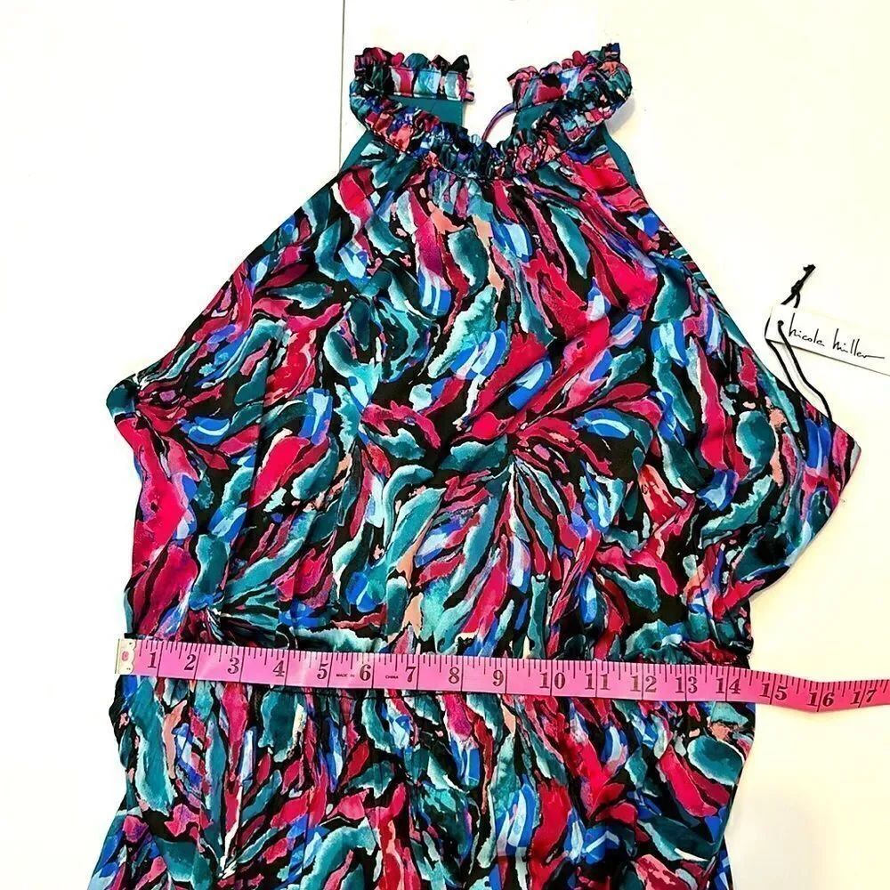 NEW Nicole Miller women’s printed high neck midi dress size L